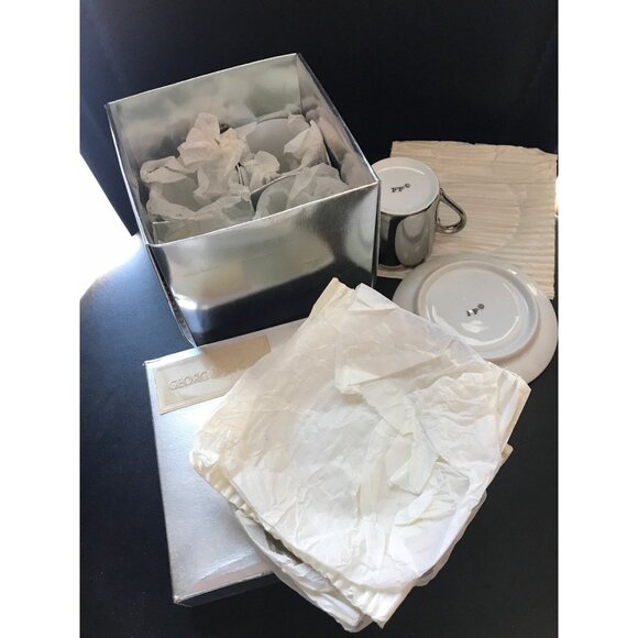 1970 GEORG JENSON Set Of Four Demitasse Cups Saucers Fitz & Floyd  New In Box - Picture 8 of 10